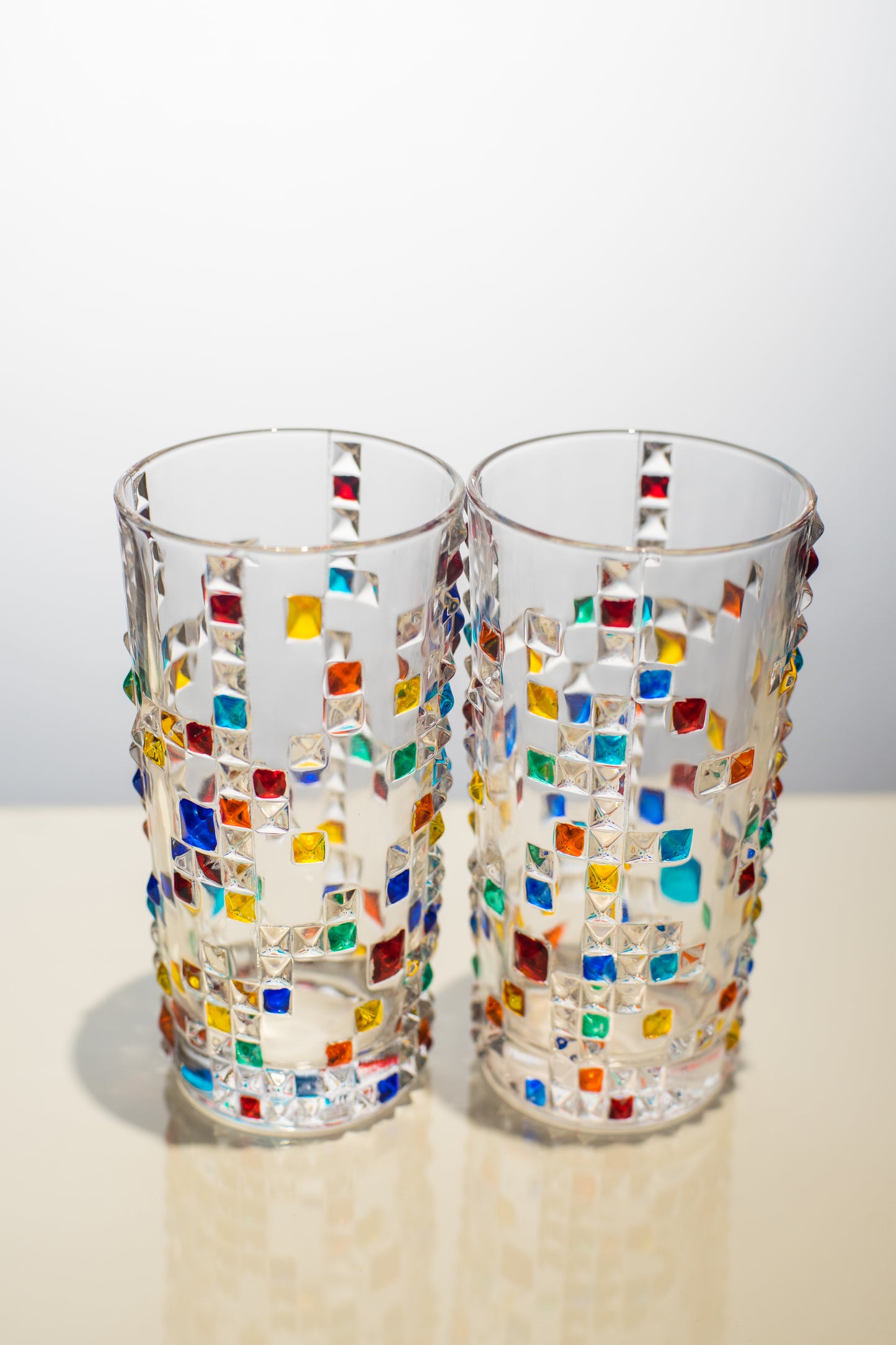 KaleidoCups: Mozaikaj Vitraj Tumblers - aro de 2