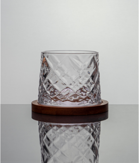 Boutique Whisky Glass (220ml) - Diamond faceted set of 2