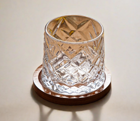 Boutique Whisky Glass (220ml) - Diamond faceted set of 2