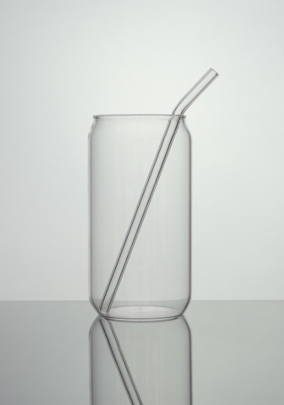 Modern Glass Tumbler Accompanied Glass Straw