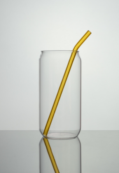 Modern Glass Tumbler Accompanied Glass Straw