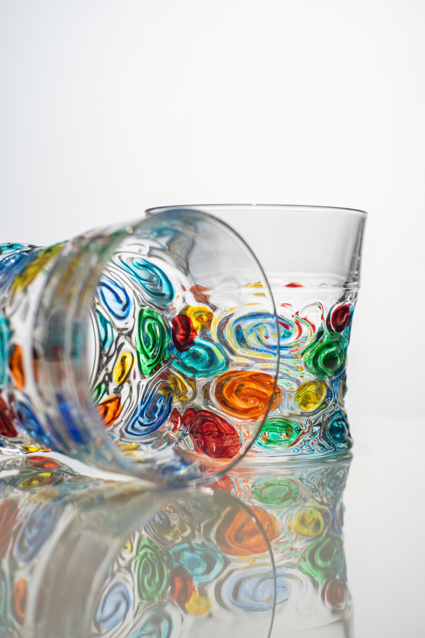 Vivid Whirl Handcrafted Art Glass Tumbler - 330ml