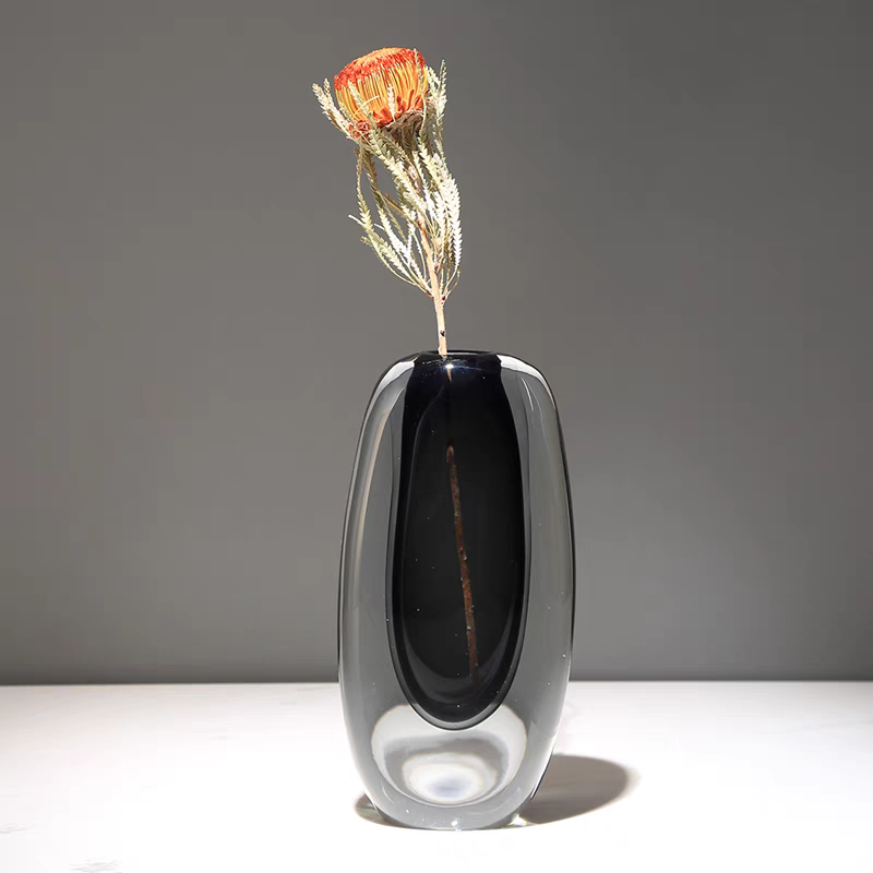 Crystal Bud Vase in Dark Grey